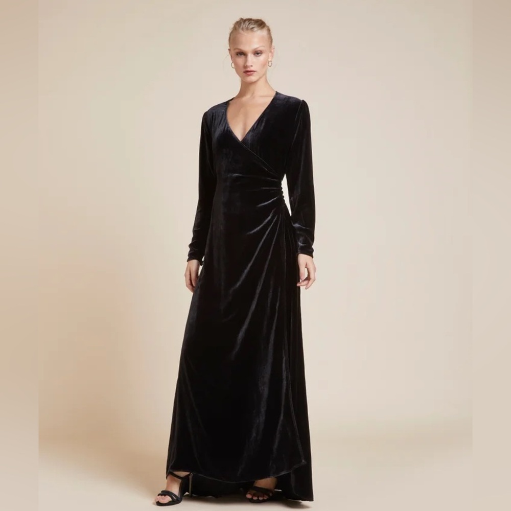 Olivia Von Halle x Disney Maleficent Shillingford Velvet‎ Wrap Maxi Dress Size S